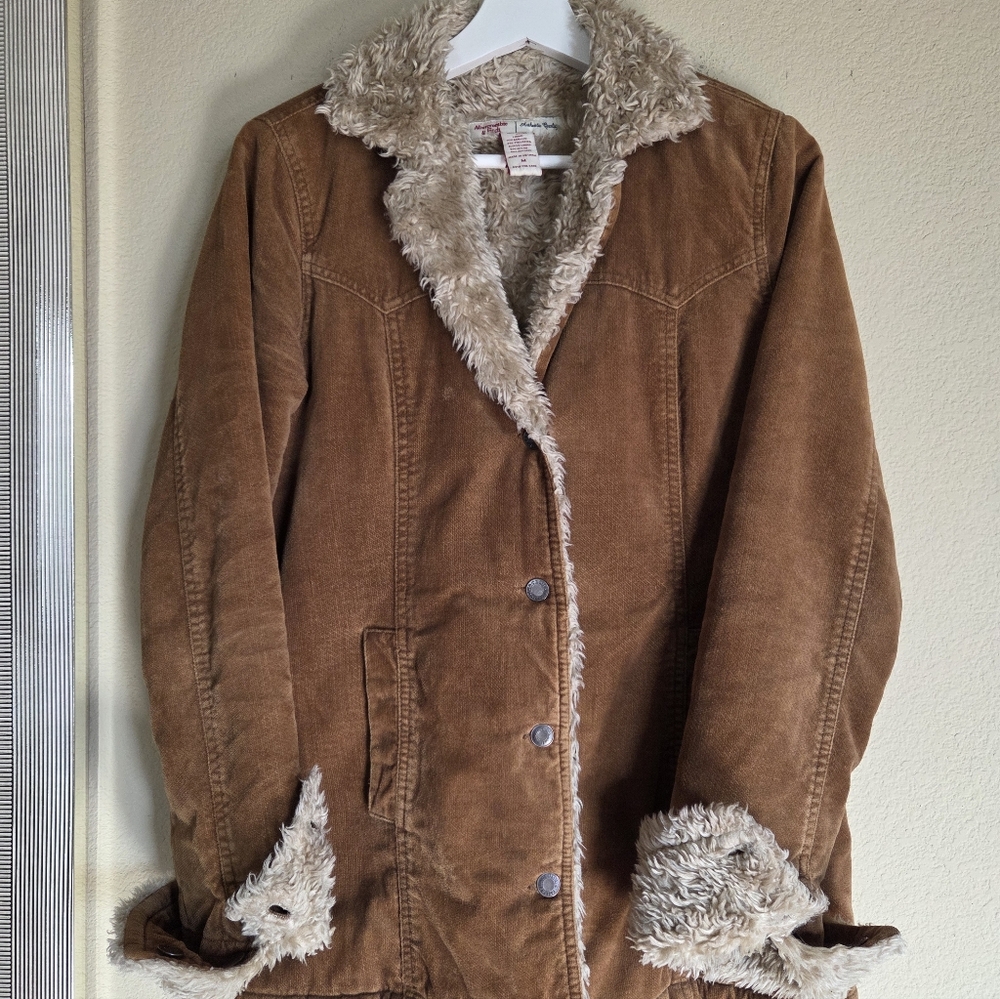 Vintage Abercrombie & Fitch Y2k Penny Lane Cotton Sherpa Jacket - Picture 7 of 8
